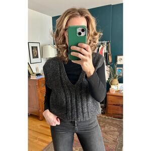 Vintage Hunting Horn 100% Shetland Wool Charcoal Men's Sweater Vest Size M